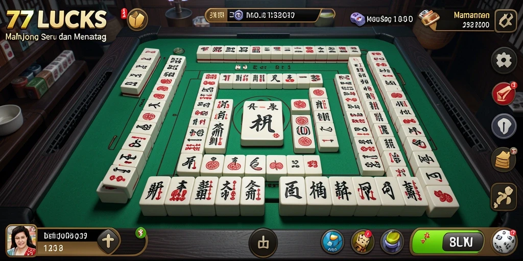 Tangkapan layar permainan Mahjong yang penuh aksi dan strategi.
