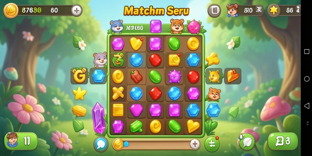 Tampilan menarik dari gameplay Match-3 dalam 8768.