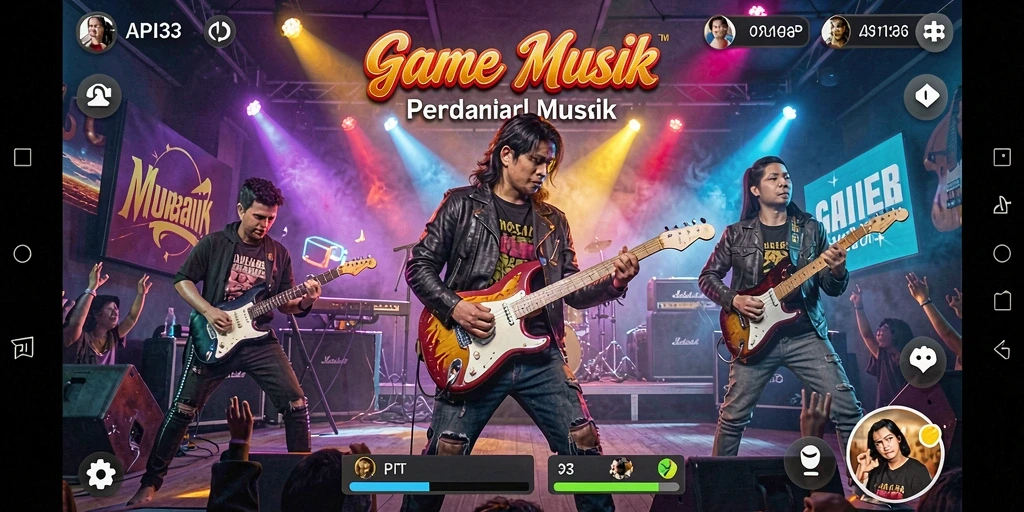 Tampilan gameplay seru dalam API33 dengan berbagai tantangan musik.