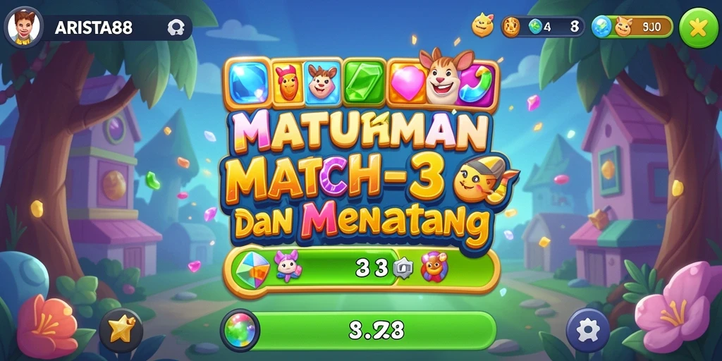 Tampilan gameplay seru ARISTA88 dalam aksi Match-3.
