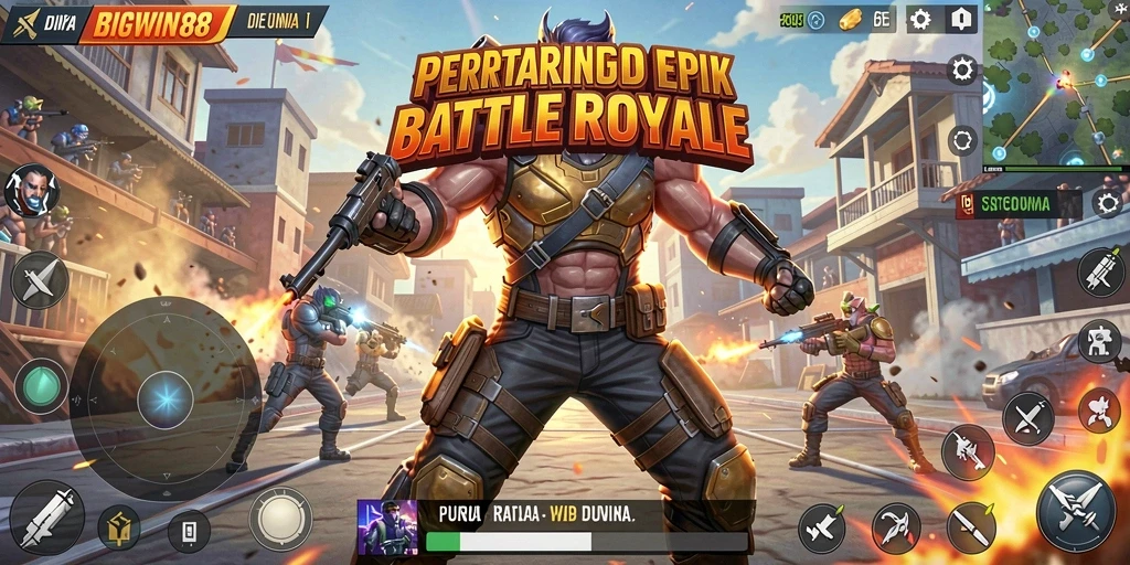 Gameplay seru BIGWIN88 dalam pertempuran Battle Royale.