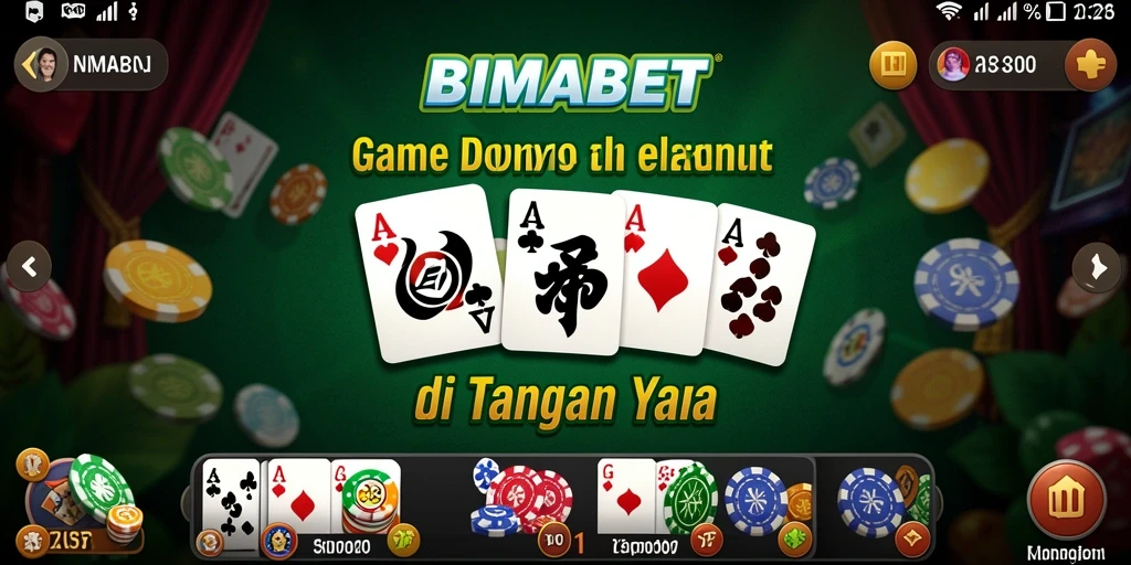 Tampilan gameplay seru dari BIMABET yang menggugah semangat bermain domino.
