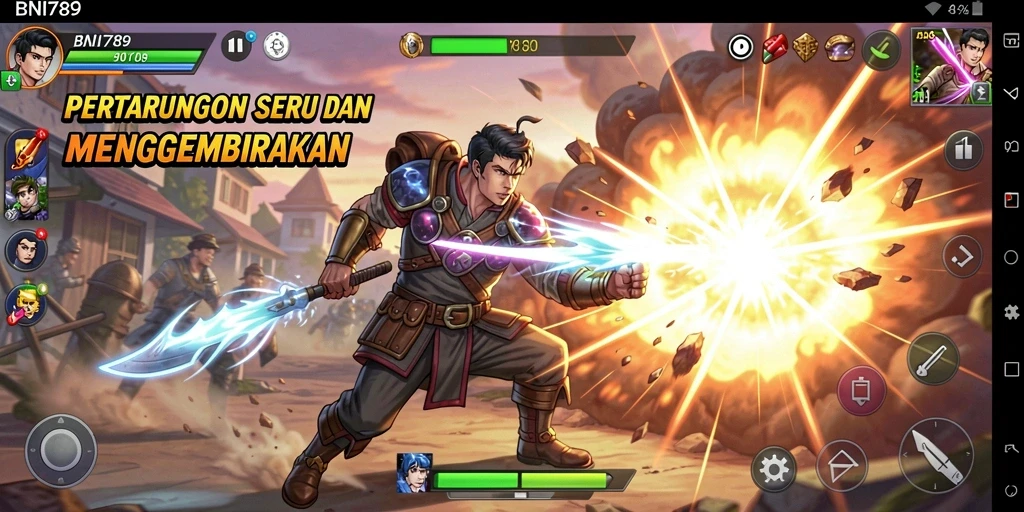 Screenshot gameplay <strong>BNI789</strong> dengan aksi pertarungan yang mengesankan.