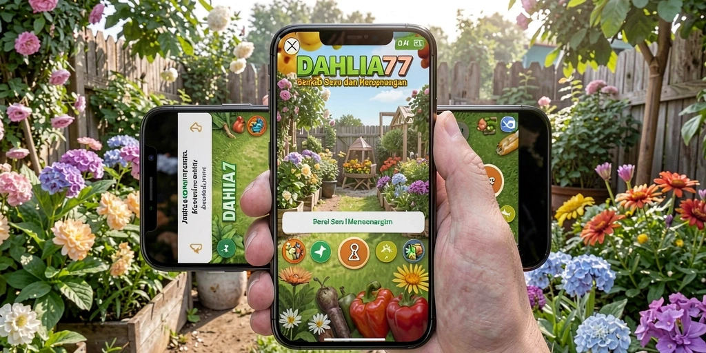 Screenshot gameplay DAHLIA77 menampilkan kebun yang indah dan beragam tanaman.