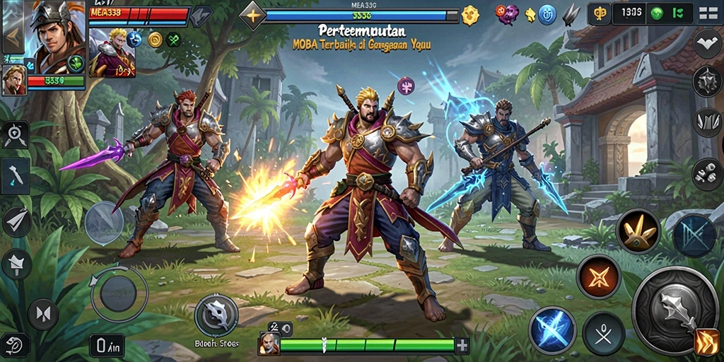 Tangkapan layar gameplay MOBA yang seru dan dinamis.