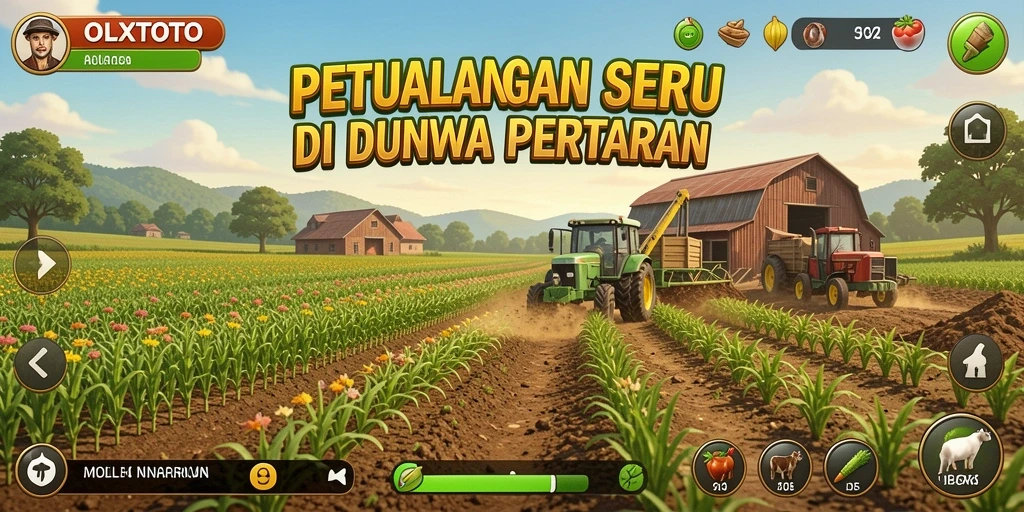Gameplay <strong>OLXTOTO</strong> menampilkan pertanian yang hidup dan berwarna.