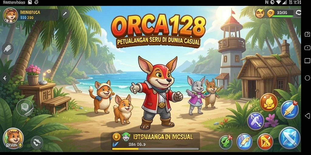 Tampilan gameplay ORCA128 yang seru dan penuh warna.
