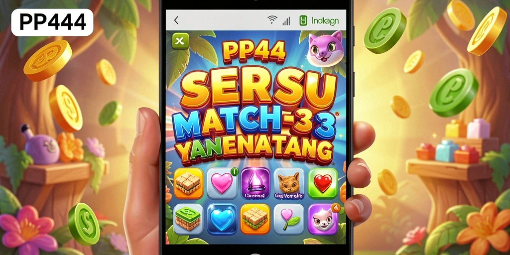 Tangkapan layar PP444 menampilkan gameplay Match-3 yang menarik dan penuh warna.
