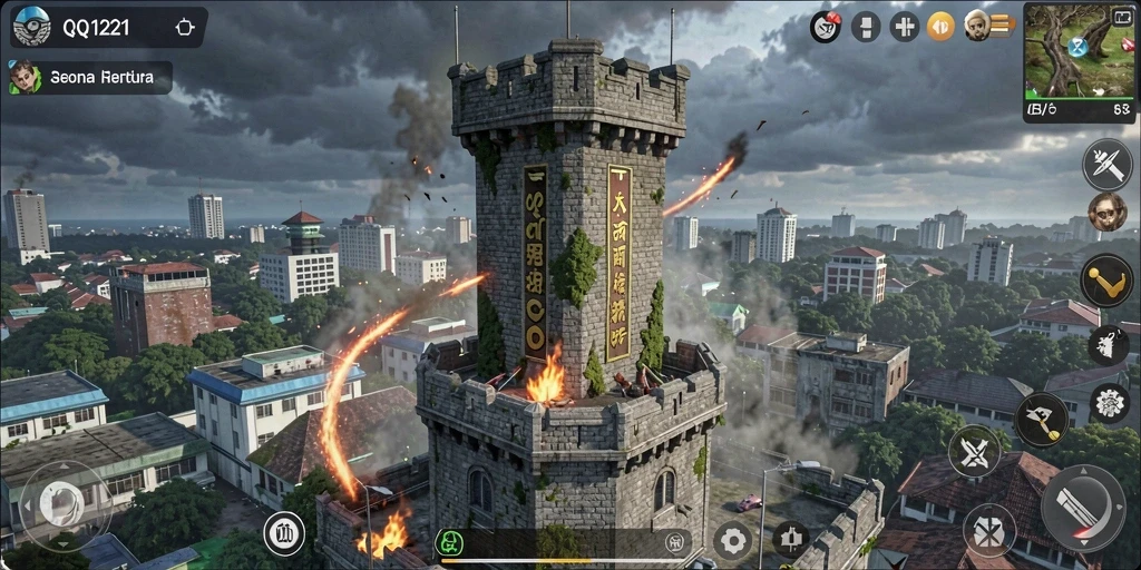 Screenshot menunjukkan aksi seru dalam permainan Tower Defense.