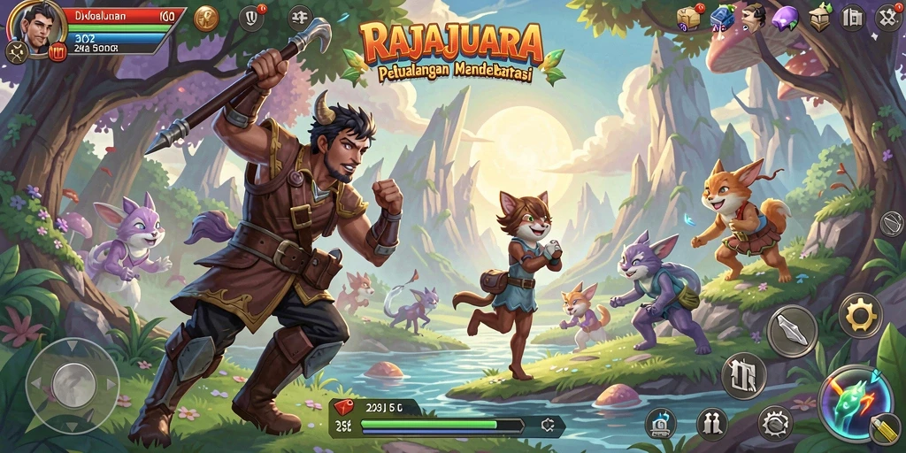 Menampilkan gameplay RAJAJUARA dengan aksi petualangan yang seru.