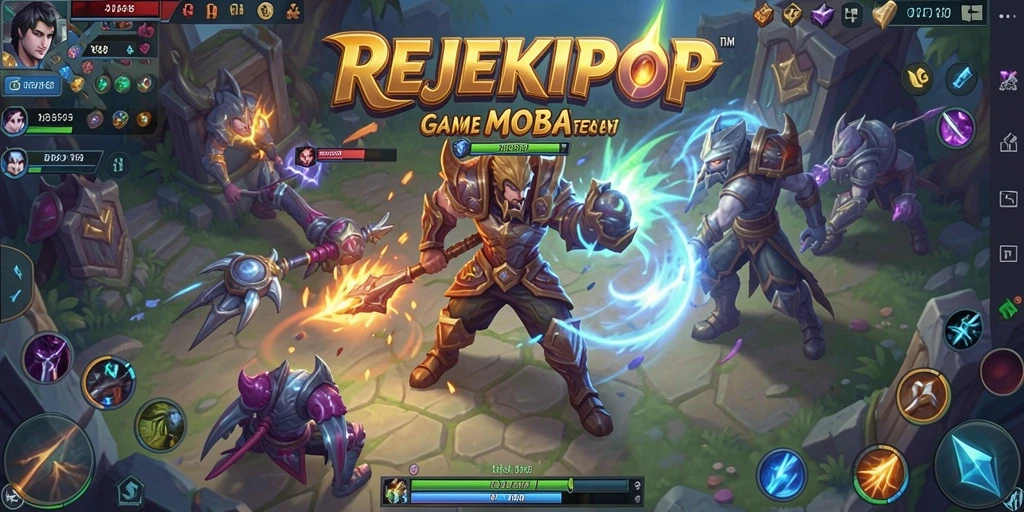 Tampilan gameplay seru dalam game MOBA REJEKIPOP.
