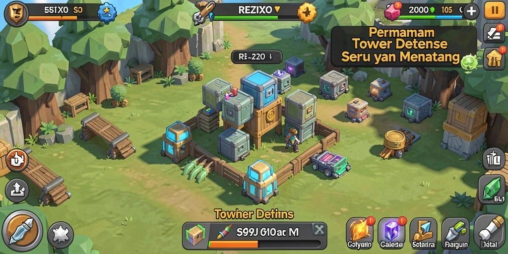 Tampilan gameplay <strong>REZIXO</strong> yang menarik dalam genre Tower Defense.