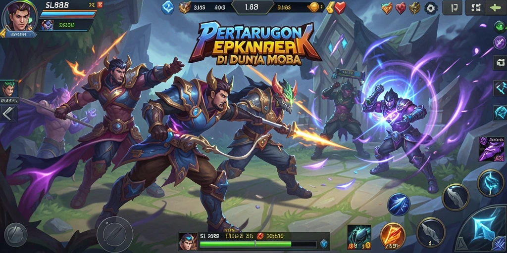 Tampilan aksi mendebarkan dalam gameplay MOBA SL888.